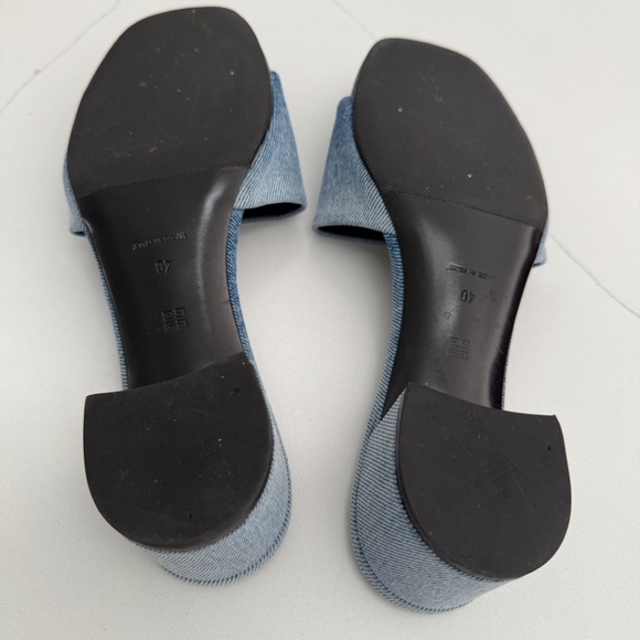 GIVENCHY Denim Slide Sandals Block Heel 40 - Picture 8 of 9